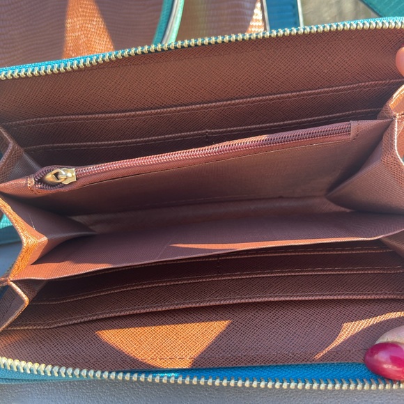 Teal and Brown Women's Bag Set - Picture 3 of 3